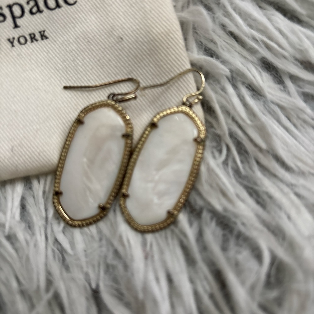 kate spade Gold and White Oval Drop Earrings